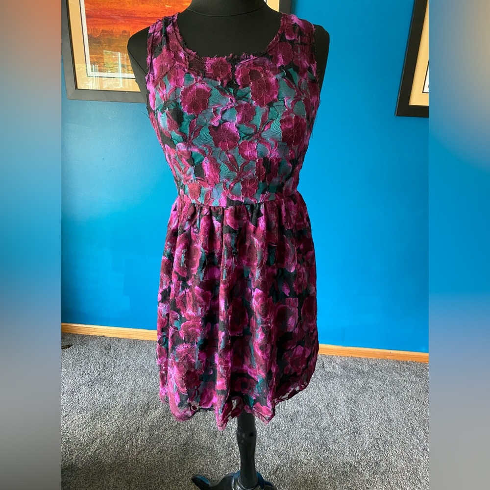 Pins & Needles Purple and Teal Lace Floral Dress
